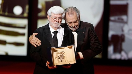 Francis Ford Coppola consegna la Palma d'oro onoraria a George Lucas