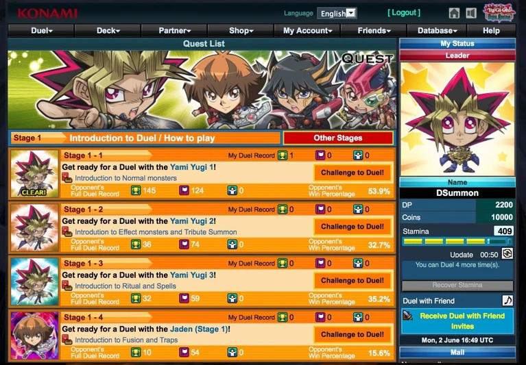 Disponibile il nuovo browser game dedicato a Yugioh