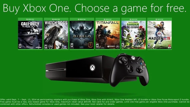 Microsoft annuncia il programma "Buy an Xbox One, Choose a Game for Free" per la prossima settimana