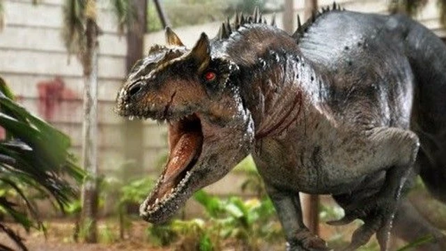 Un giocattolo mostra il D-Rex di Jurassic World