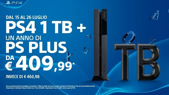 Offerta di lancio per PS4 1TB e un anno di Plus