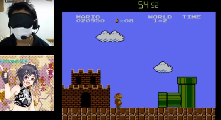 Finisce Super Mario Bros in 15 minuti bendato