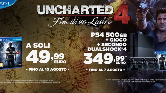 Uncharted 4 e Bundle Ps4 scontatissimi per un breve periodo