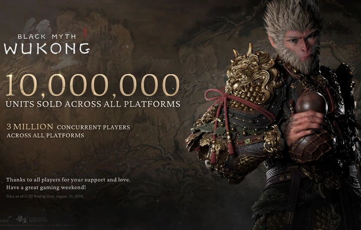 Black Myth Wukong da record 10 milioni di copie vendute in 3 giorni