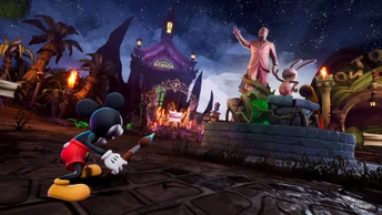 Una scena di Disney Epic Mickey Rebrushed Crediti THQ NordicPurple Lamp