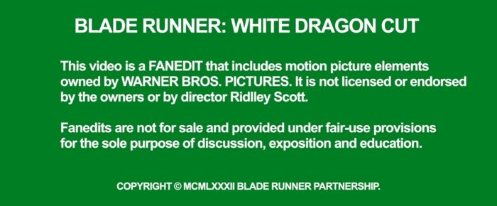 Blade Runner White Dragon's Cut – Magnifica ossessione infinita